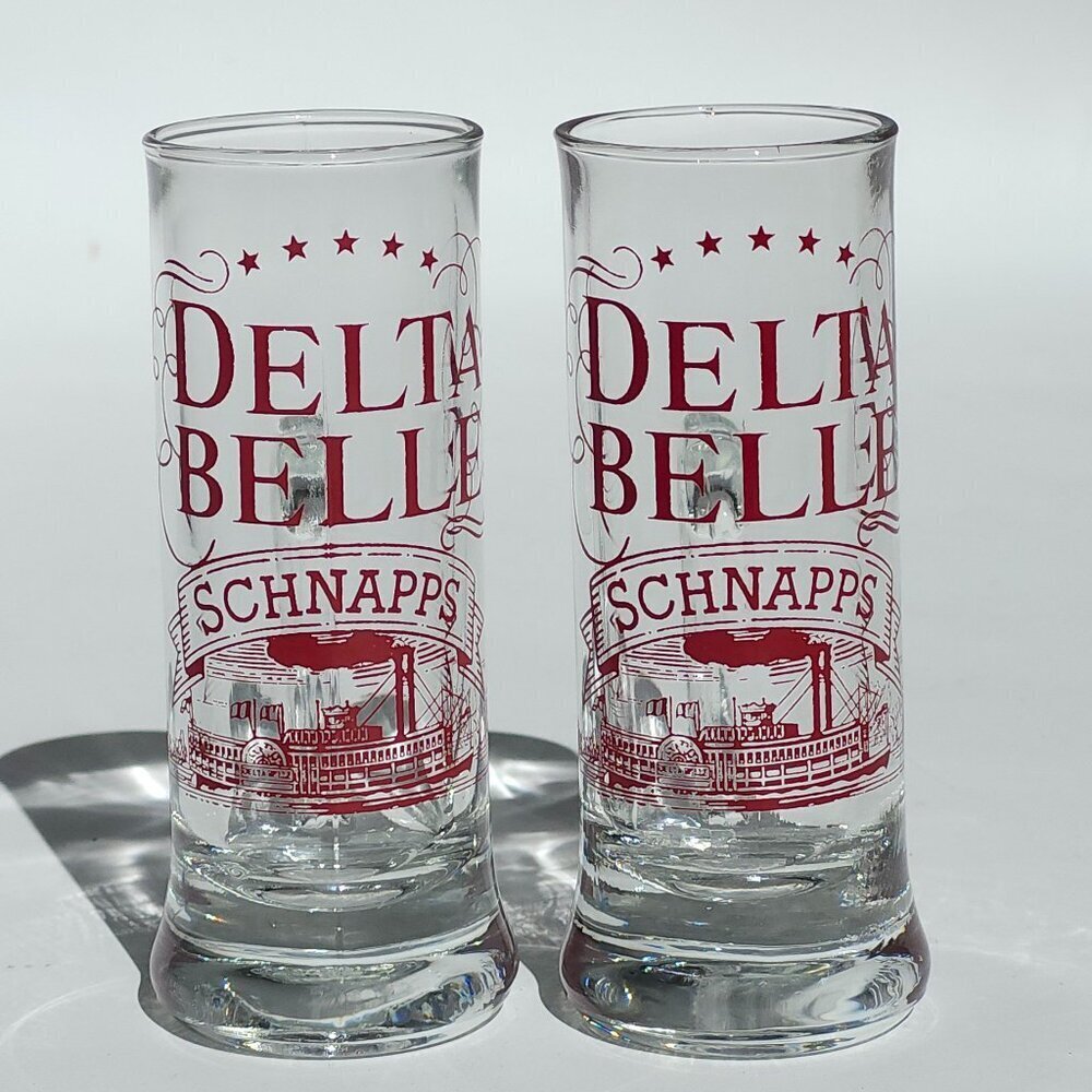 Shot Glasses Steam Boat Image Delta Belle Schnapps 2 Pc. Whiskey Liqueur Glasses